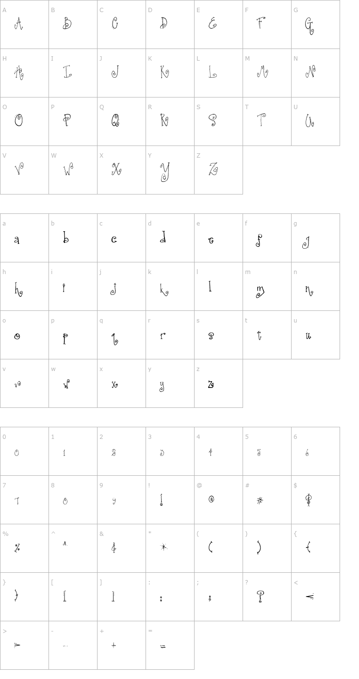 Character Map SA_Fussy Font