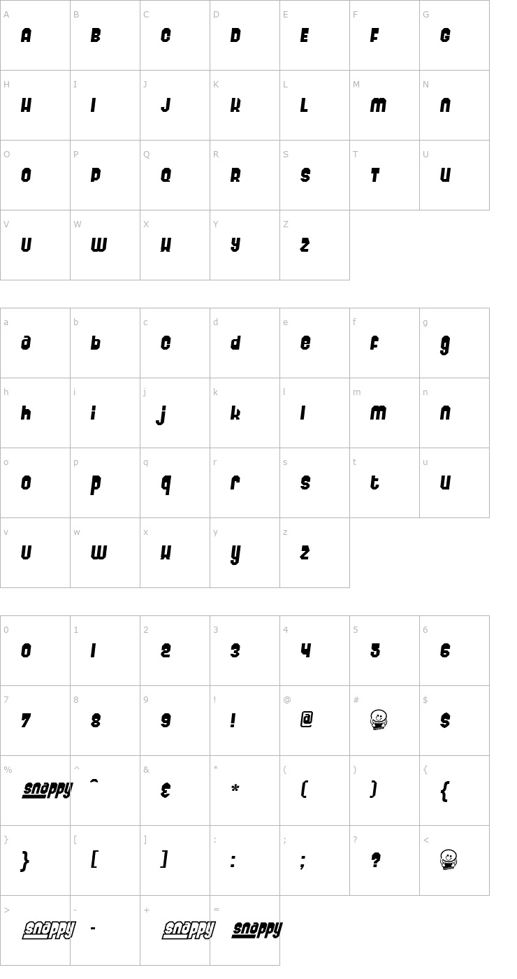 Character Map Sabadoo Font