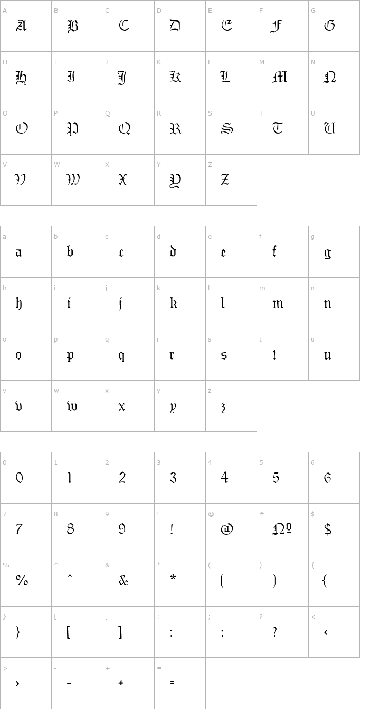 Character Map SabbathBlackRegular Font