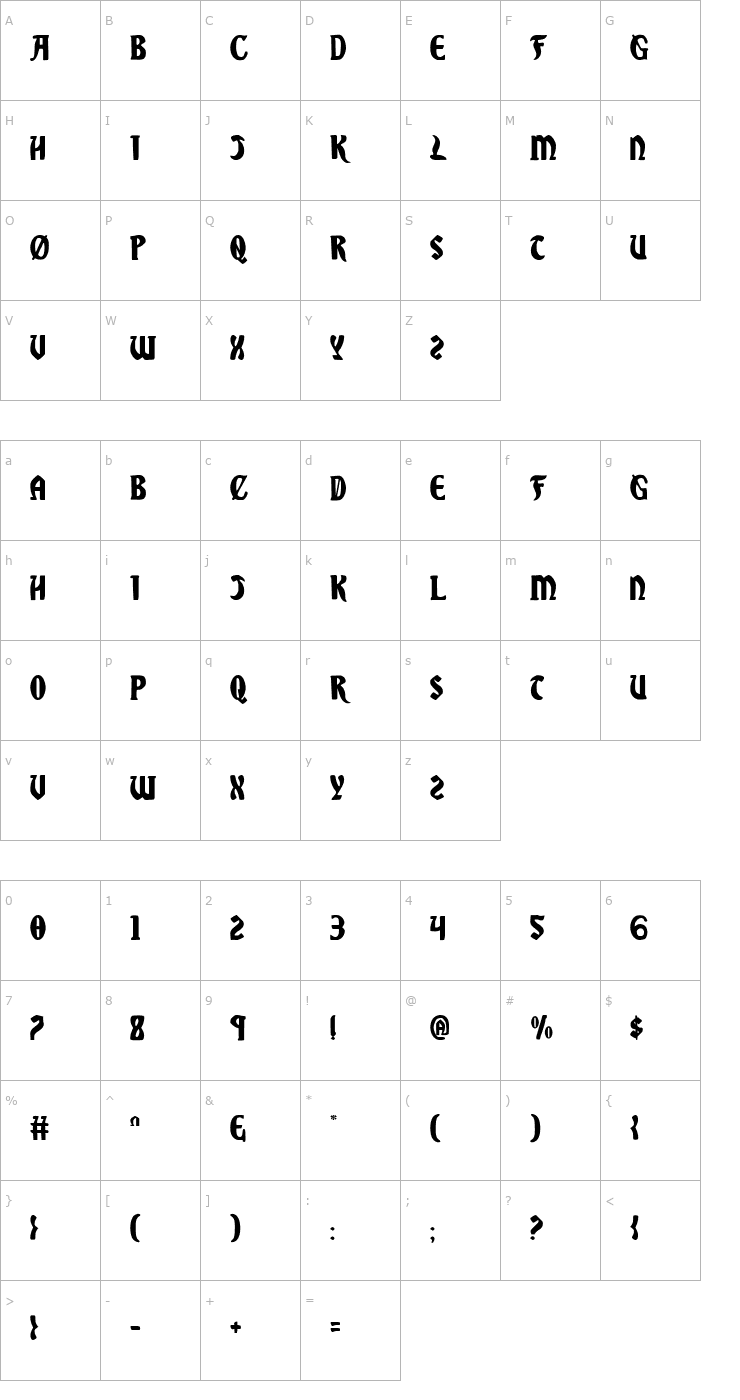 Character Map Sable Lion Font