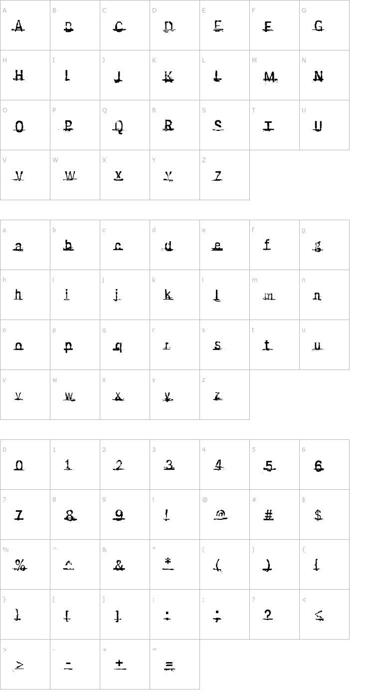 Character Map Sabotage Font