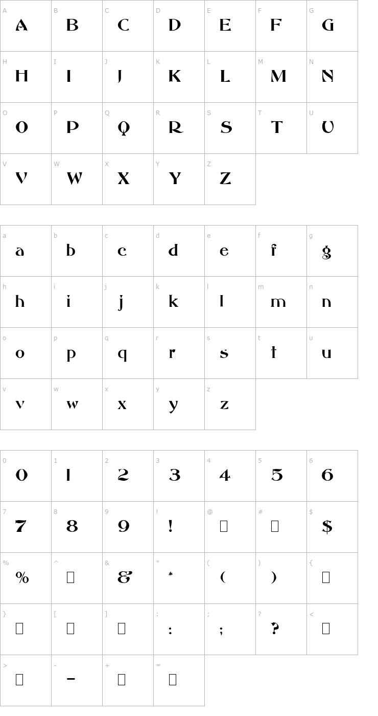 Character Map Saccule Font