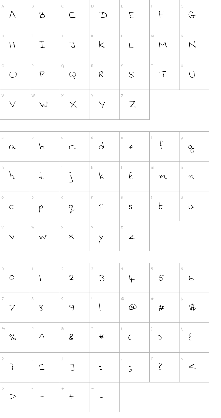 Character Map Saddle Regular Font