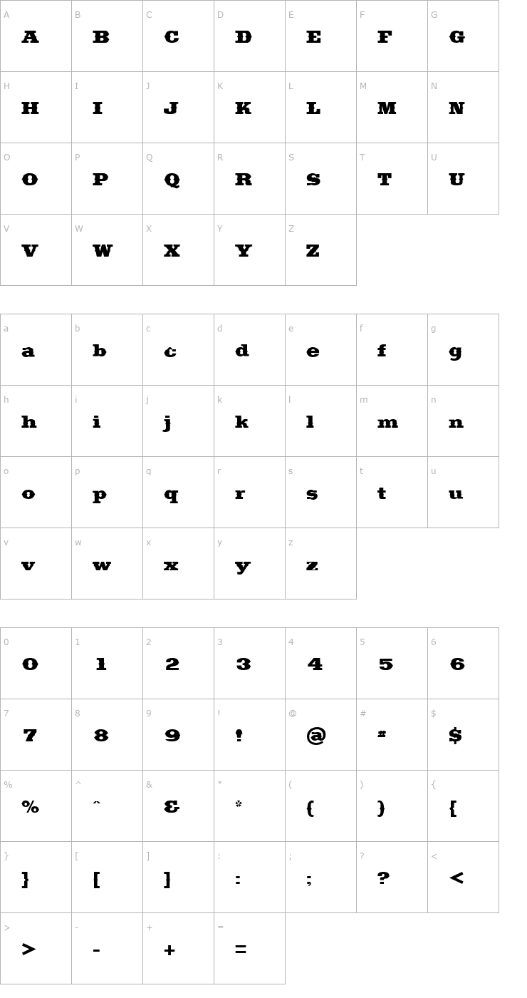 Character Map Saddlebag Font