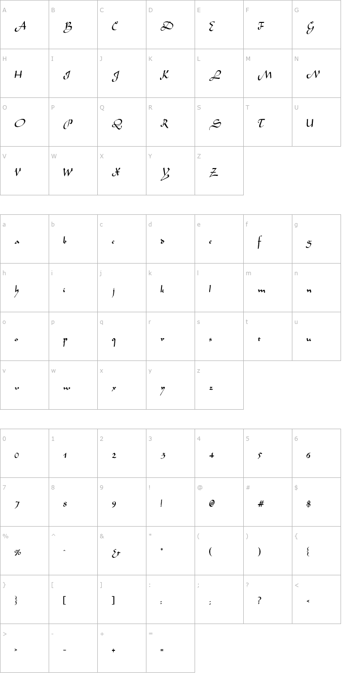 Character Map Sahara-Normal Font