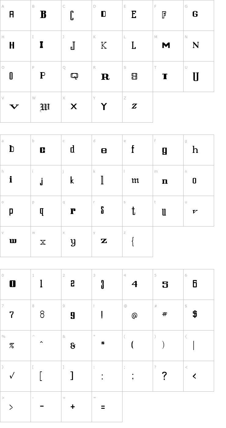 Character Map SaintFrancis Font