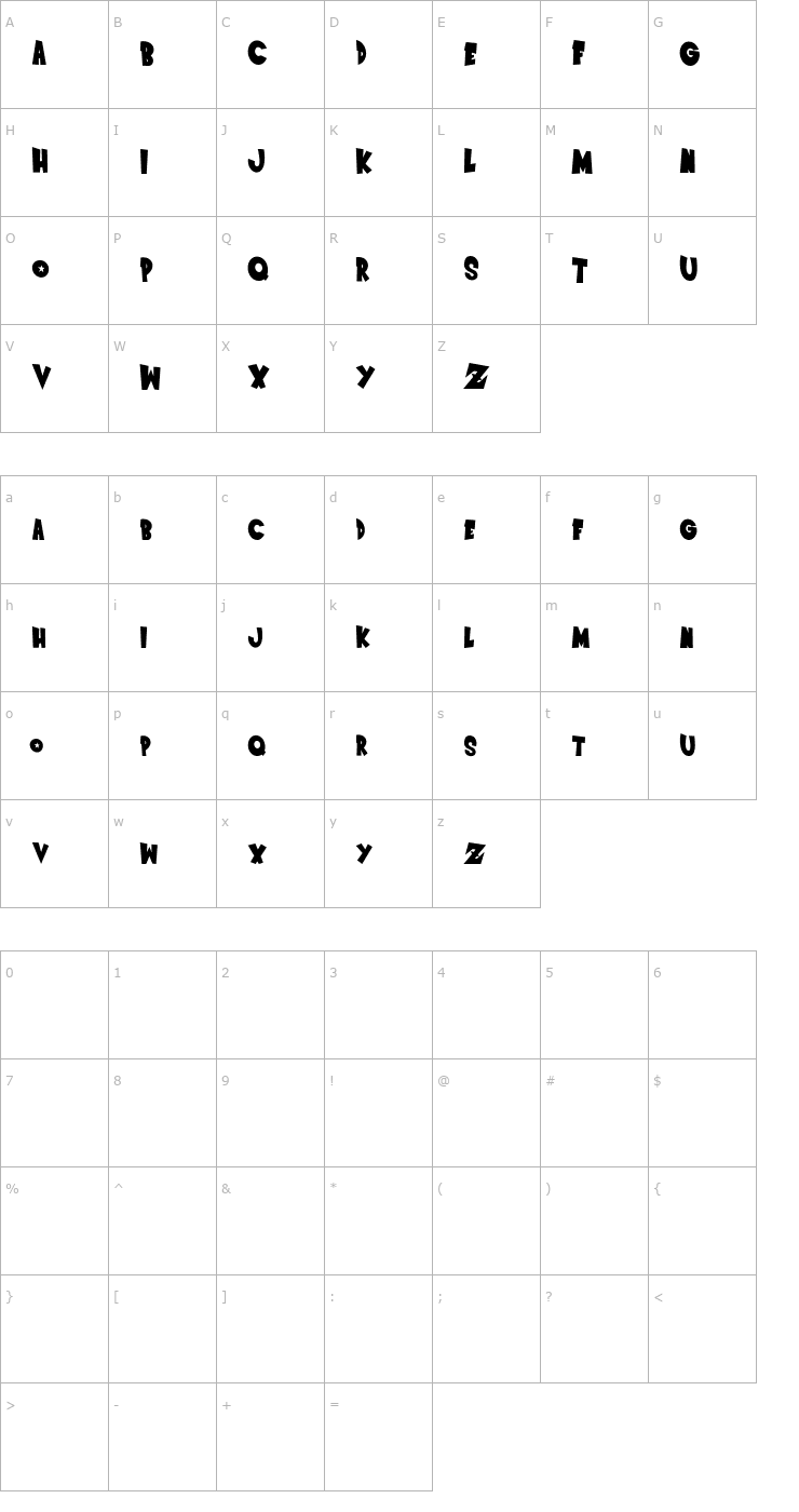 Character Map Saiyan Sans - Left ObliqueRegular Font