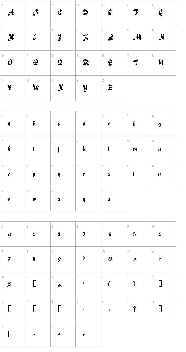 Character Map Saki Script Font