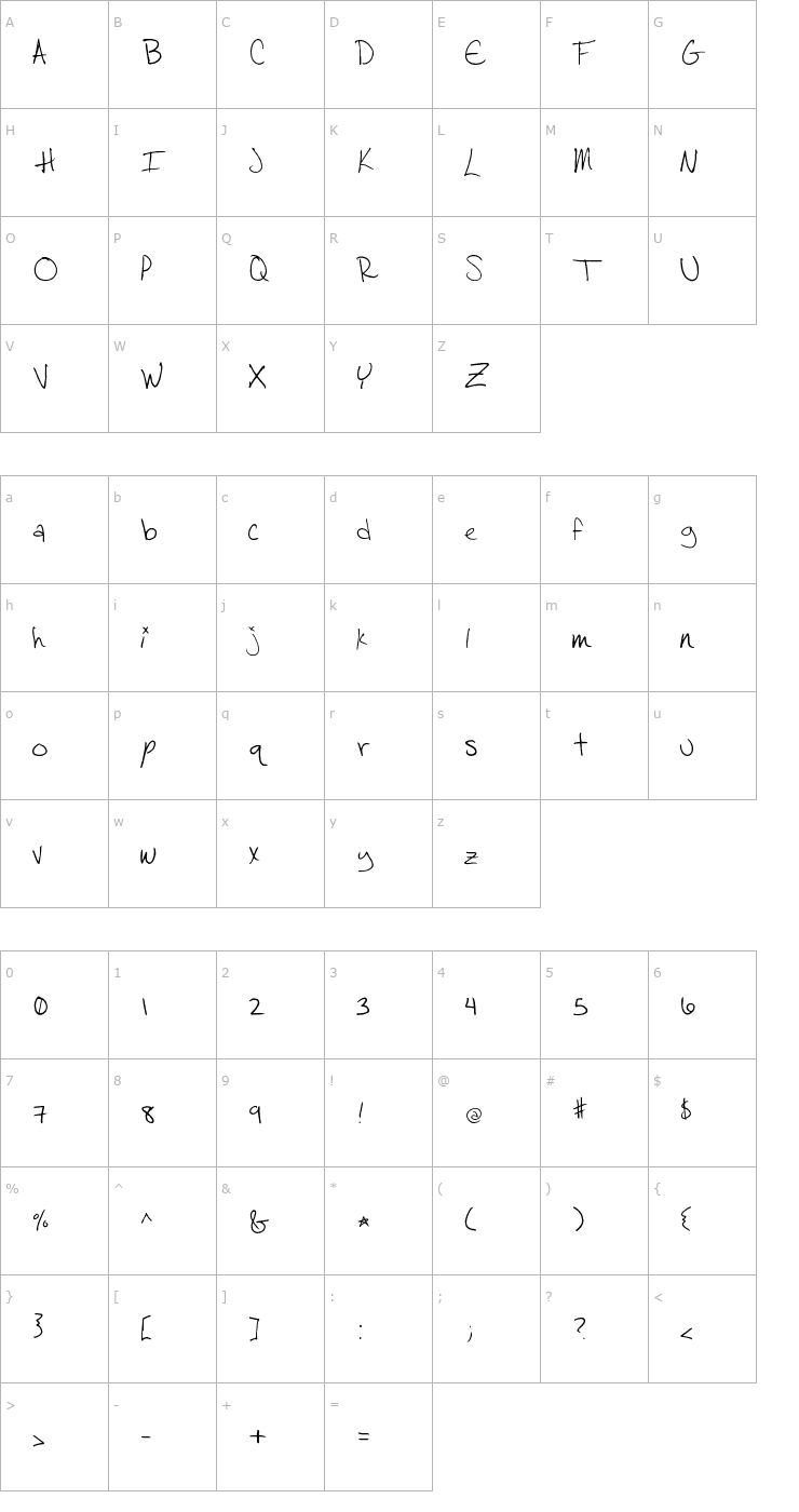 Character Map Salamander Font