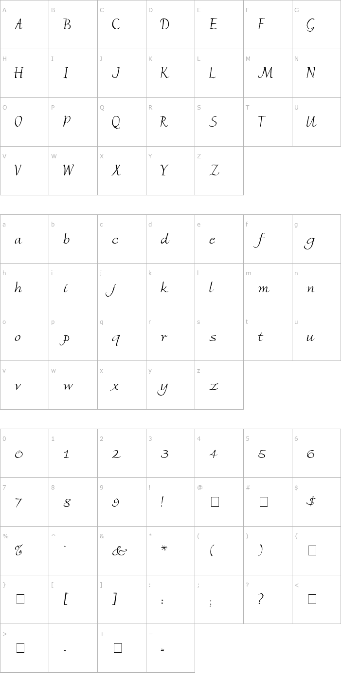 Character Map Salamander Normal Font