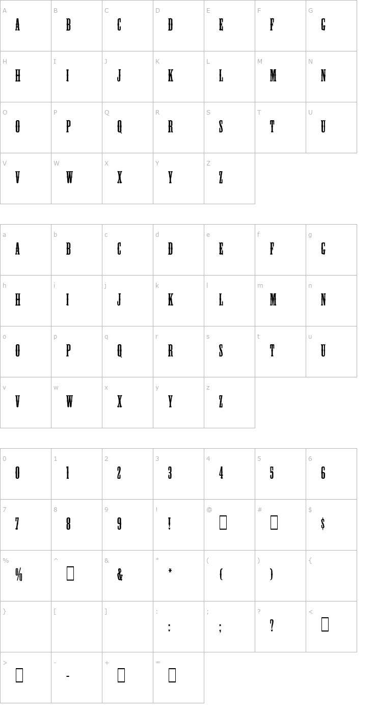 Character Map Salary Font