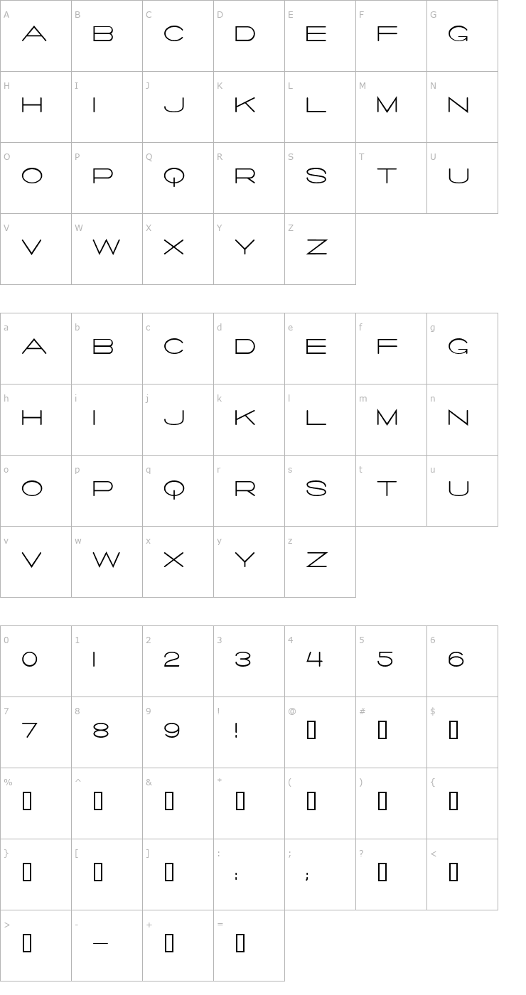 Character Map Salaryman Font