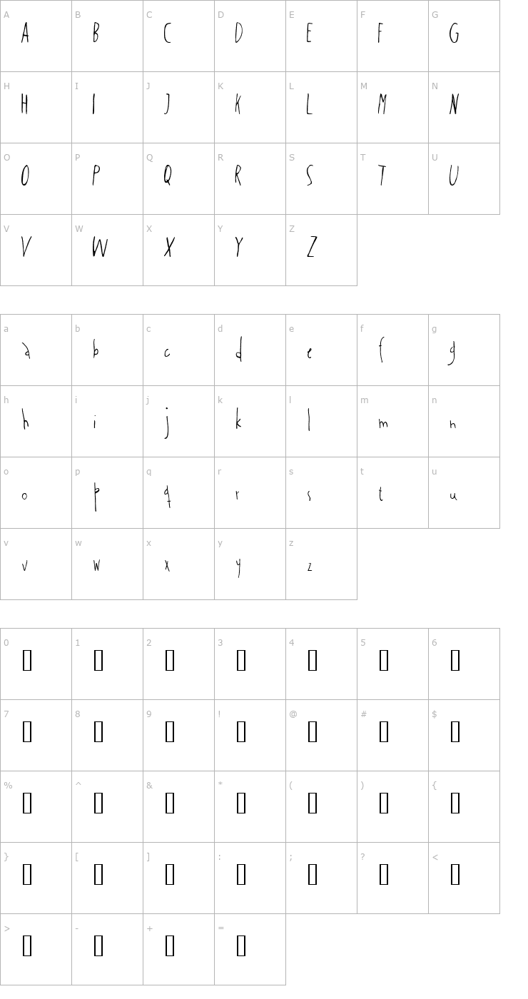 Character Map salcin Font