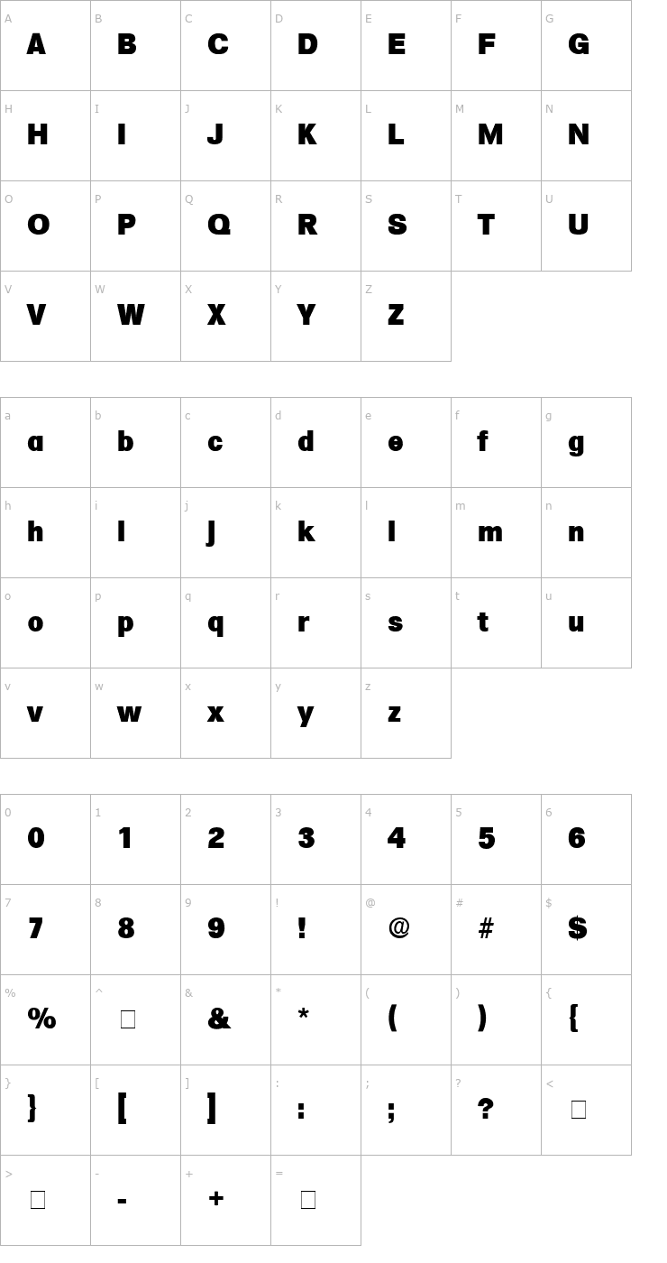 Character Map Salina Display SSi Font
