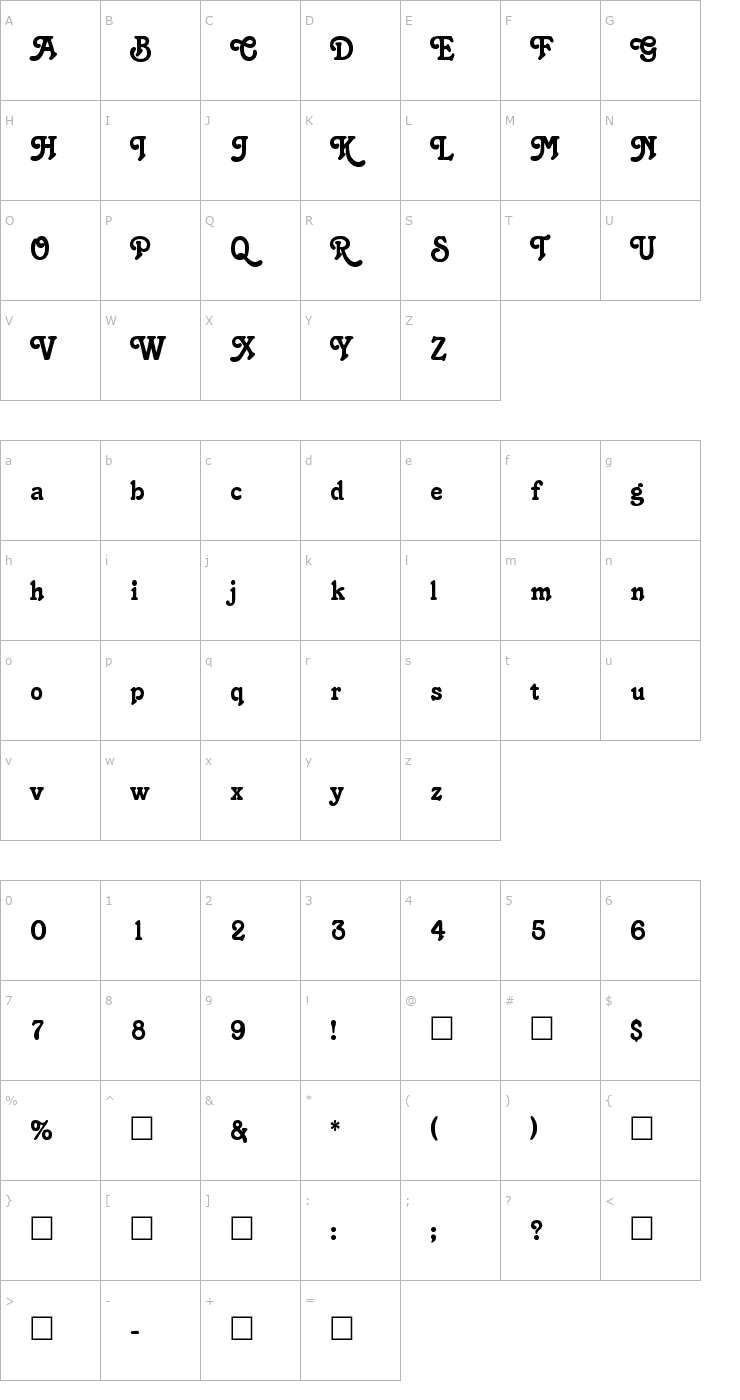 Character Map Salina Regular Font
