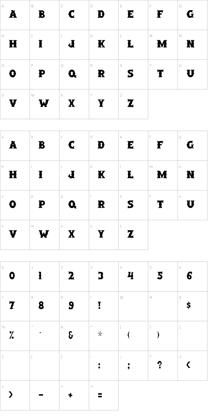 Character Map Saloon Font