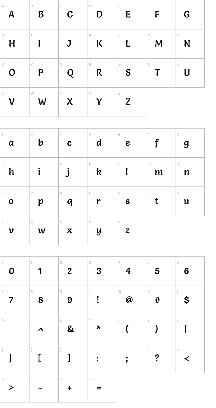 Character Map Salsa Font