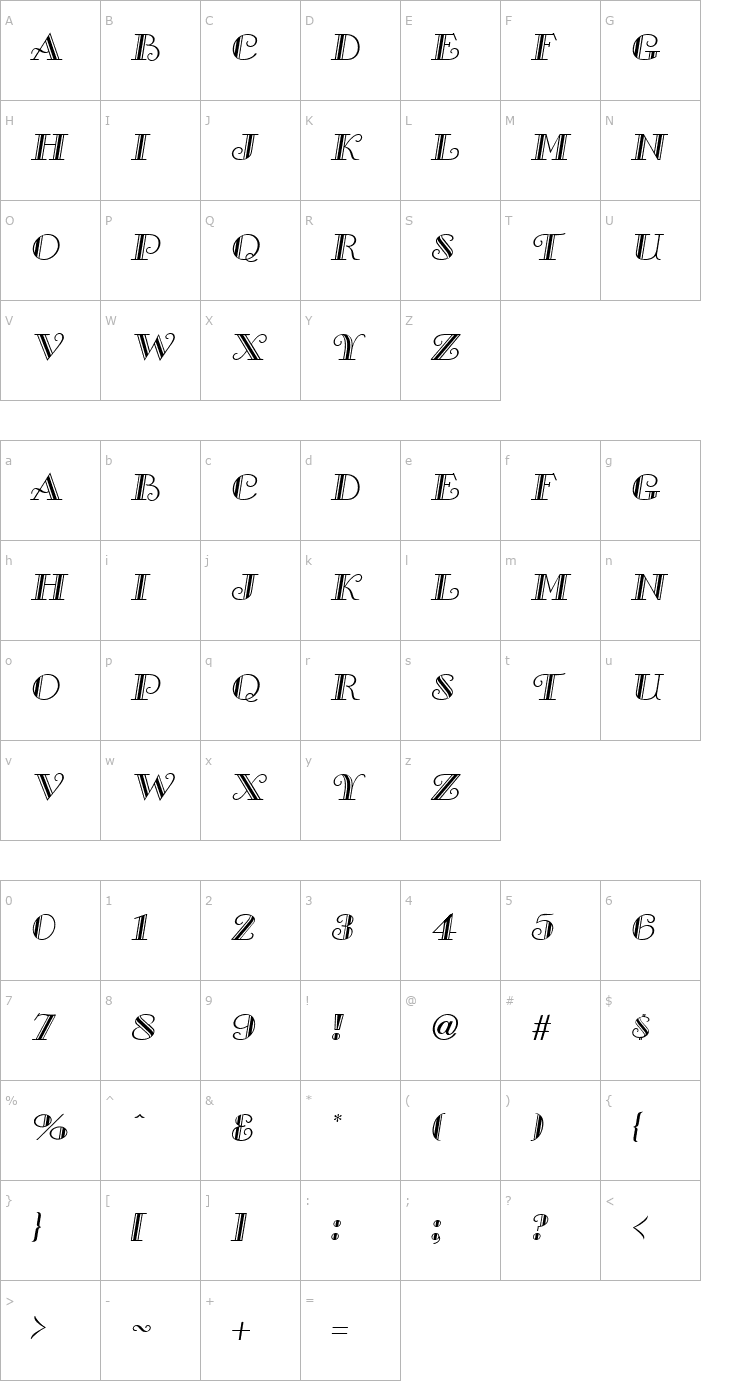 Character Map SaltbushCaps Oblique Font