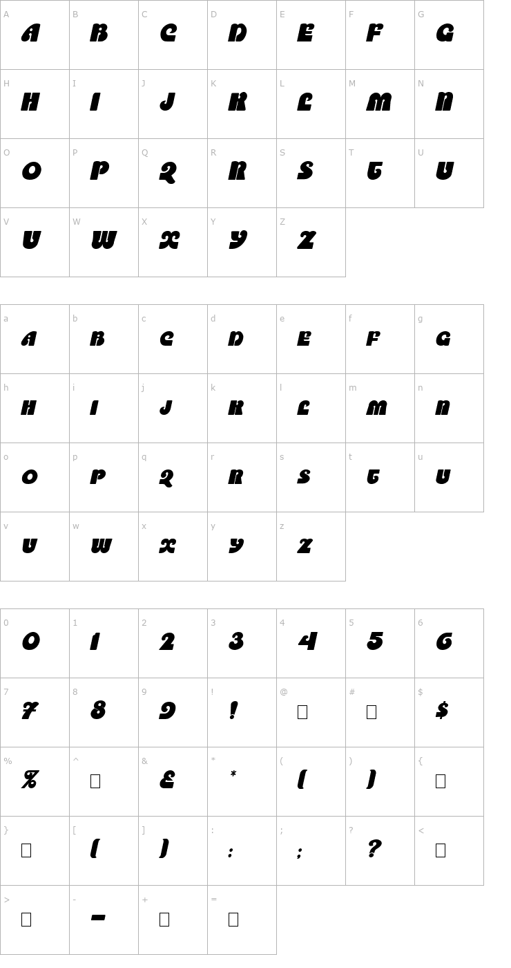 Character Map SaltireCaps Oblique Font
