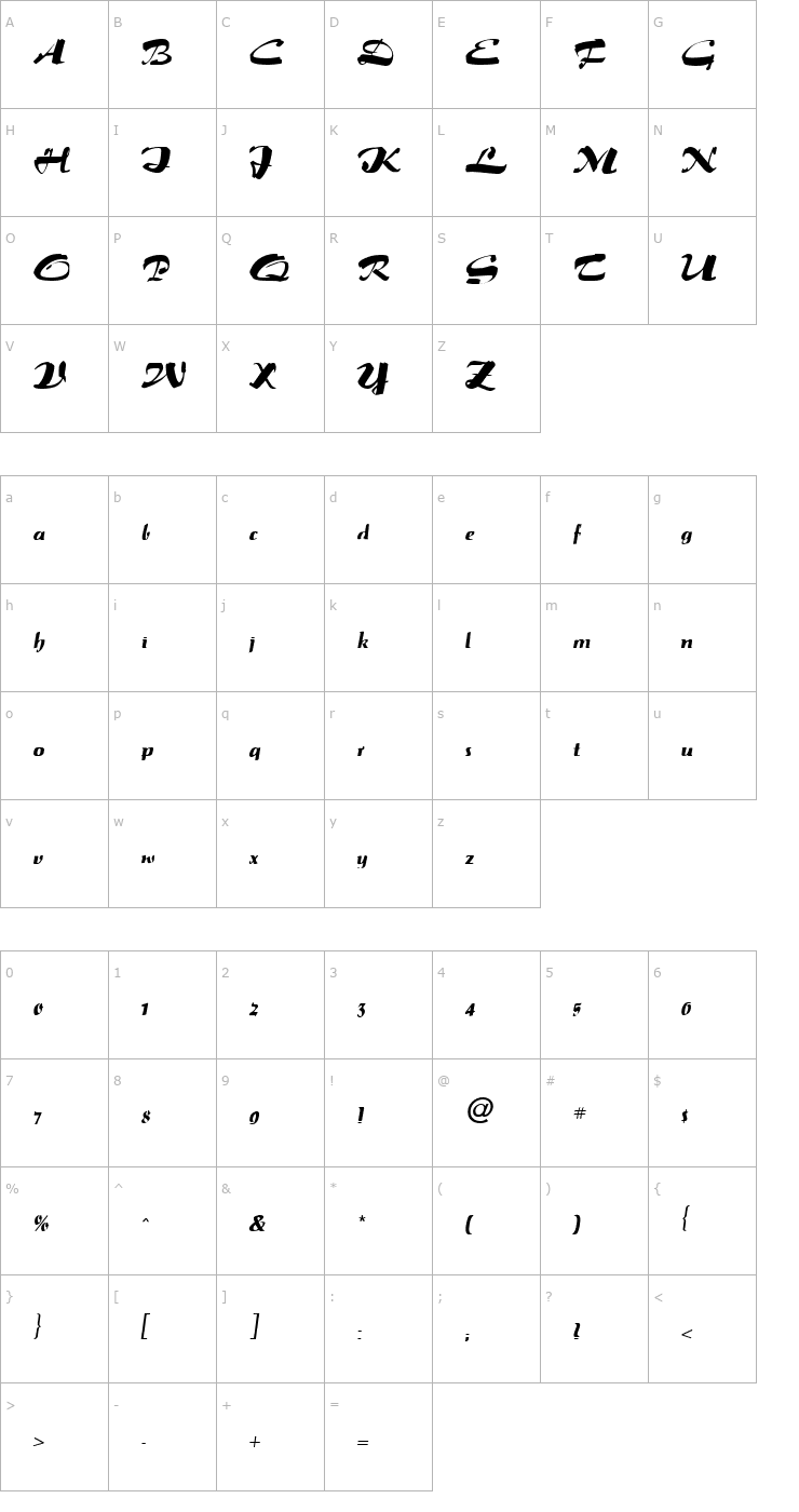 Character Map Salto Regular Font