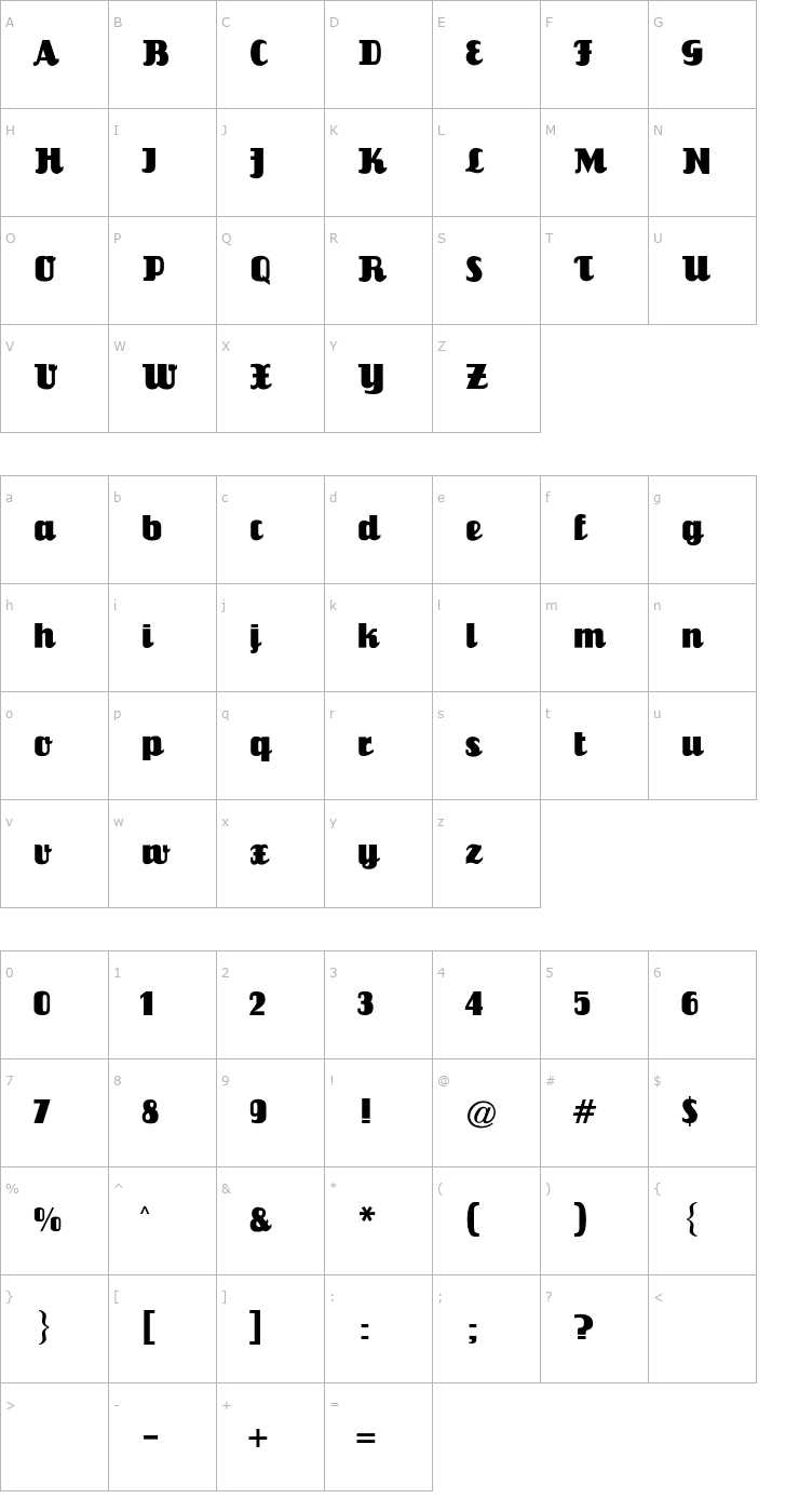 Character Map Salut CG Font