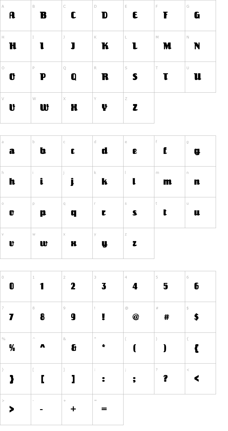 Character Map Salut Font