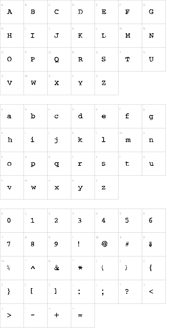 Character Map Salvaged Font
