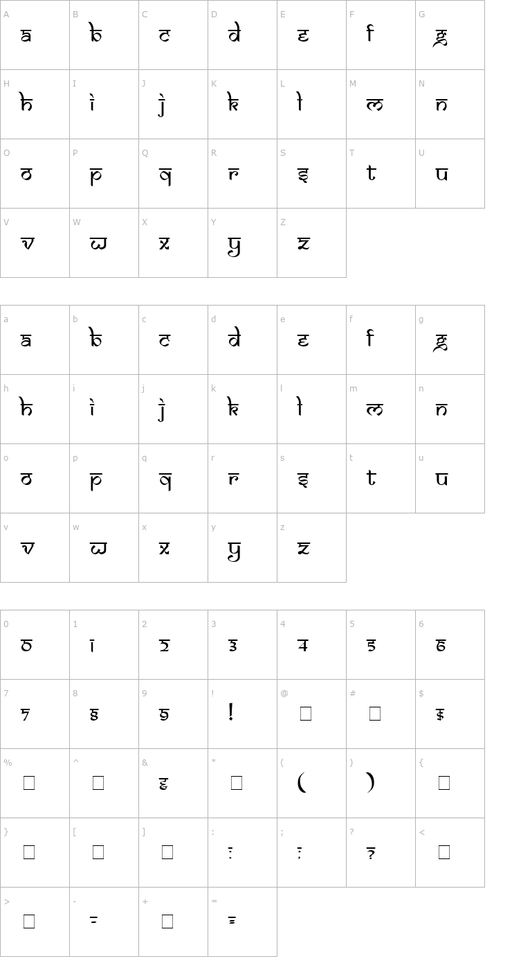Character Map Samarkan Normal Font