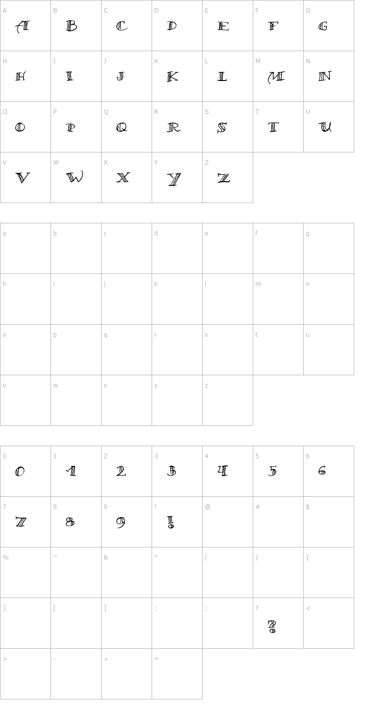 Character Map Samba! Font