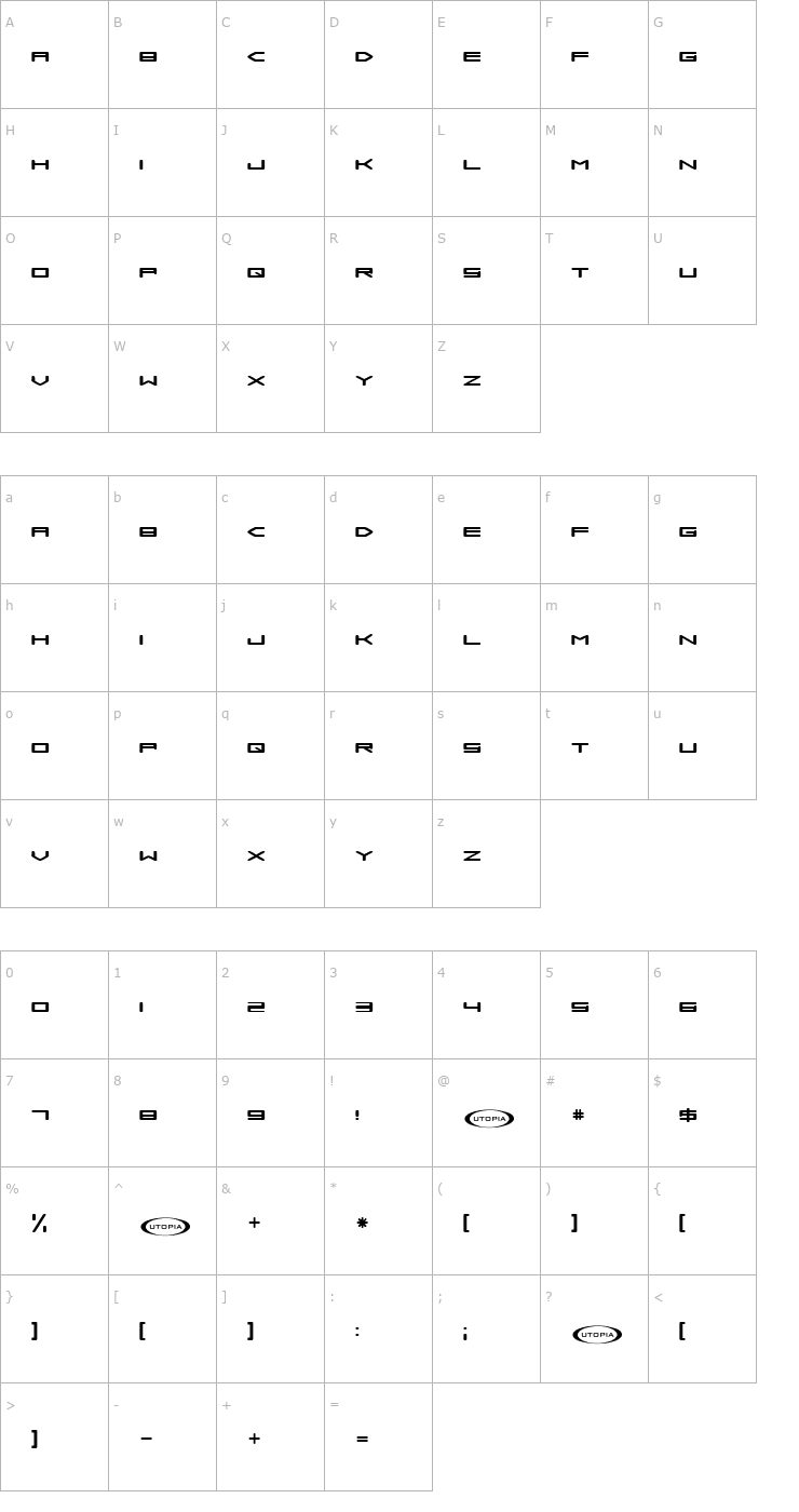 Character Map Samba is Dead Font