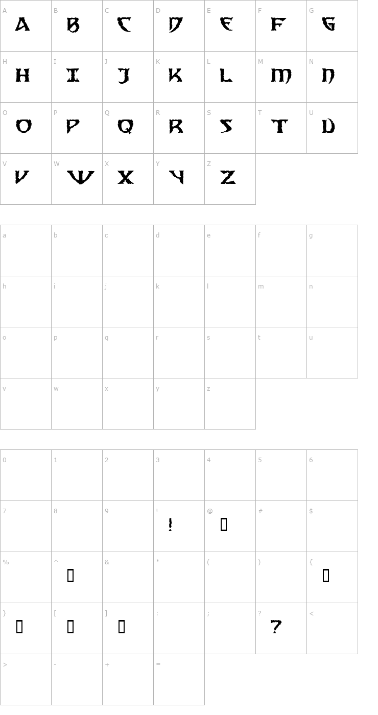 Character Map Samedi Demo Font
