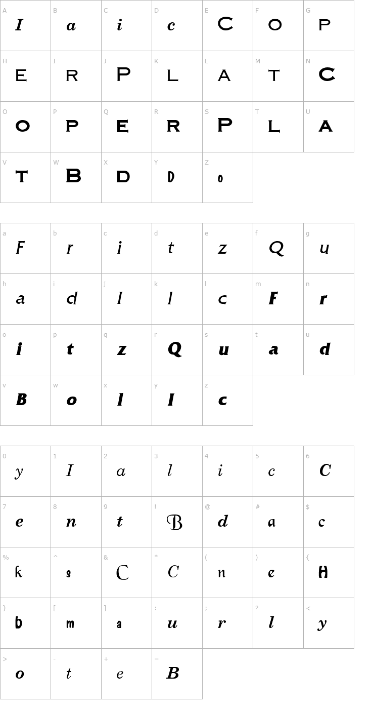 Character Map Sample ESF Normal Font