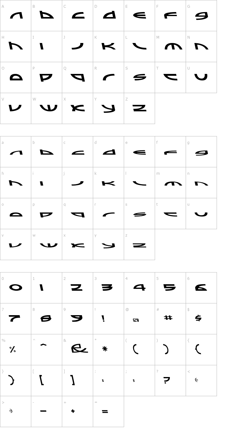 Character Map Sampler-A-Italic Font