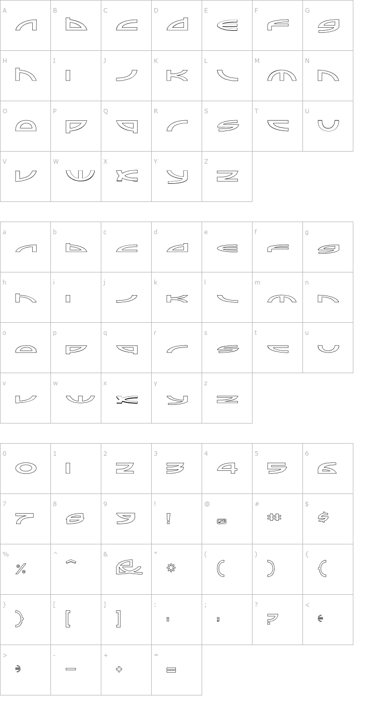 Character Map Sampler-Outline Font