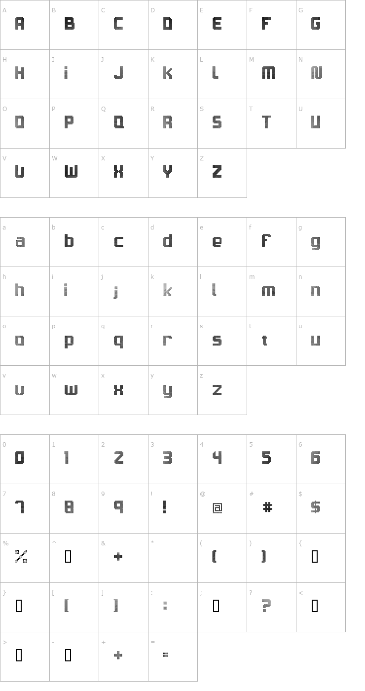 Character Map Sam's Town Font