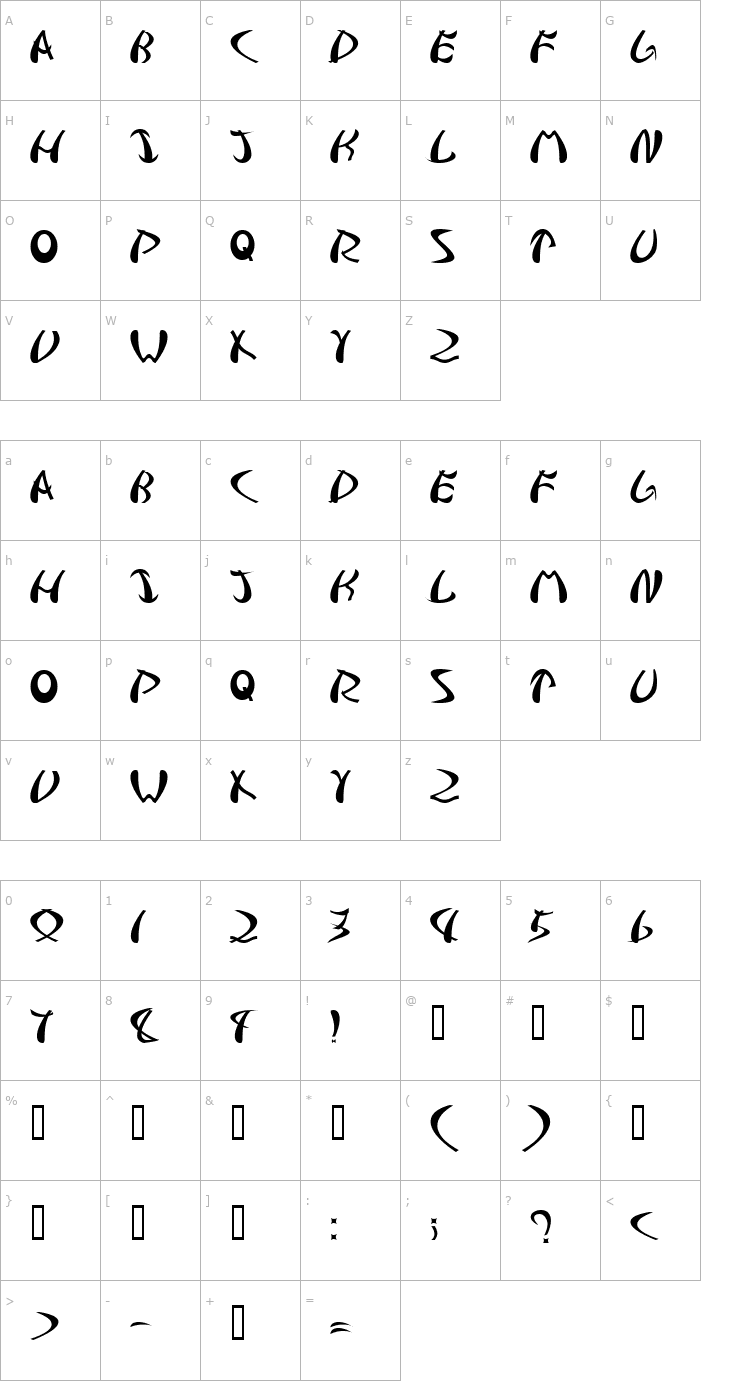 Character Map Samurai Font