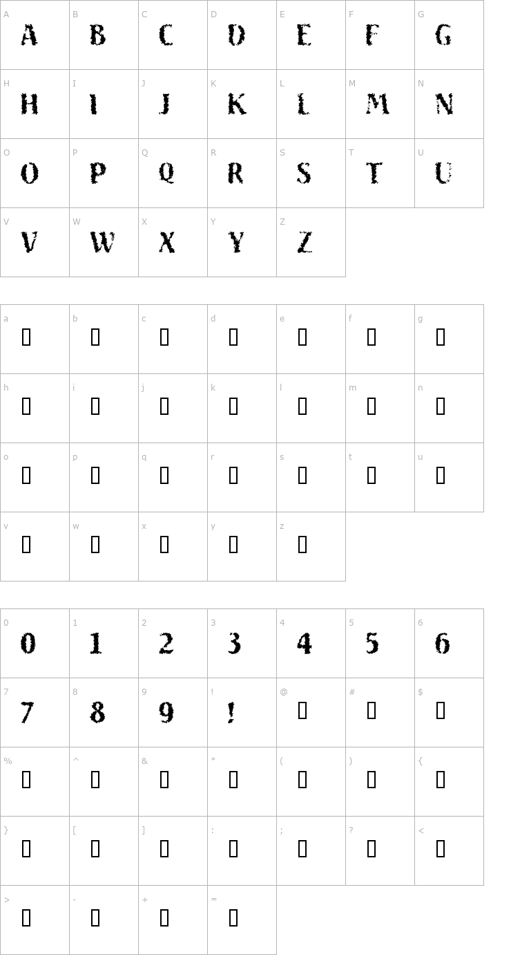 Character Map Sand Font