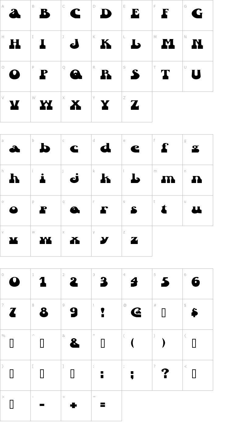 Character Map SandCastlesExtended Font