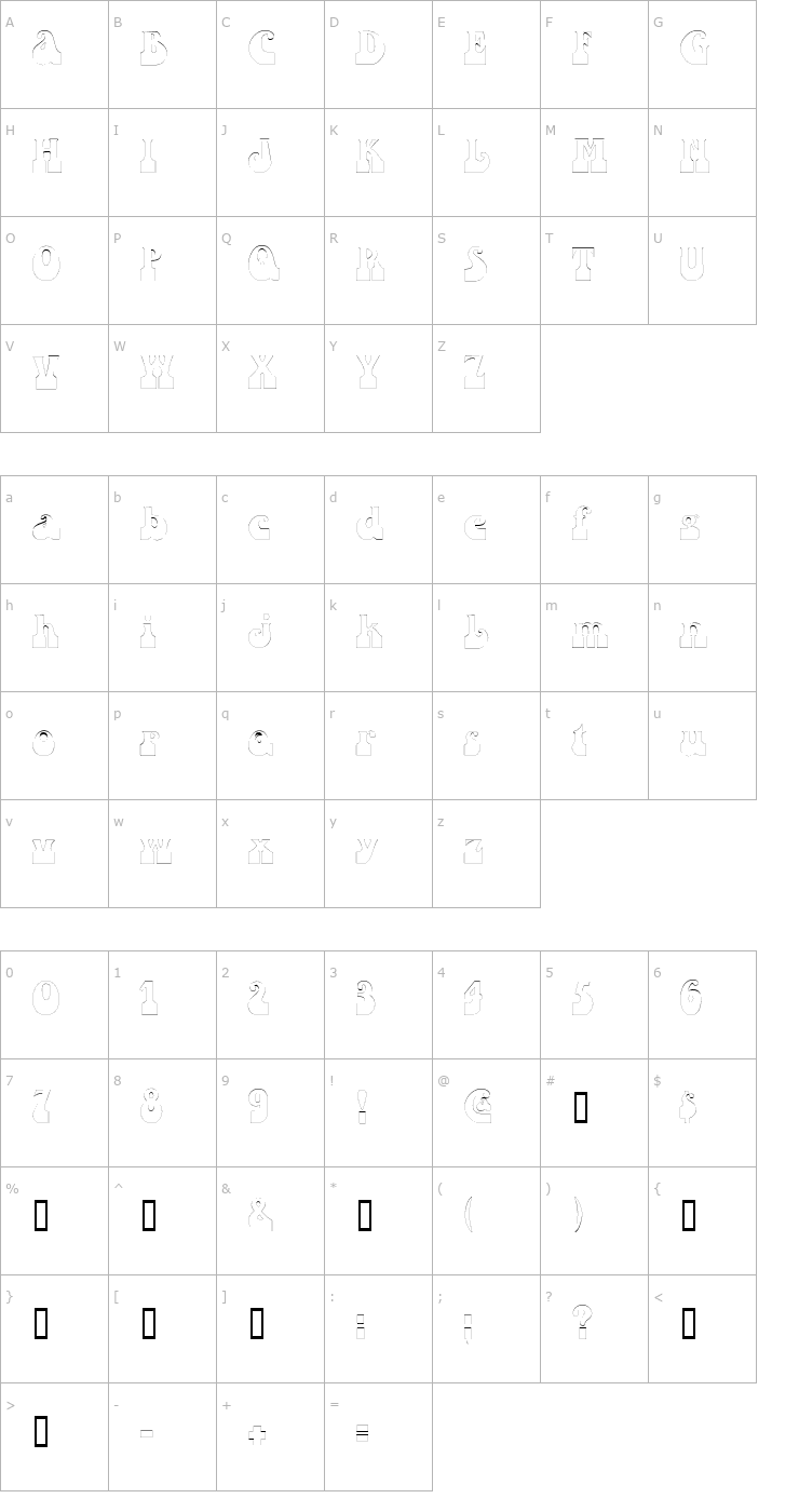 Character Map SandCastlesOutline Font
