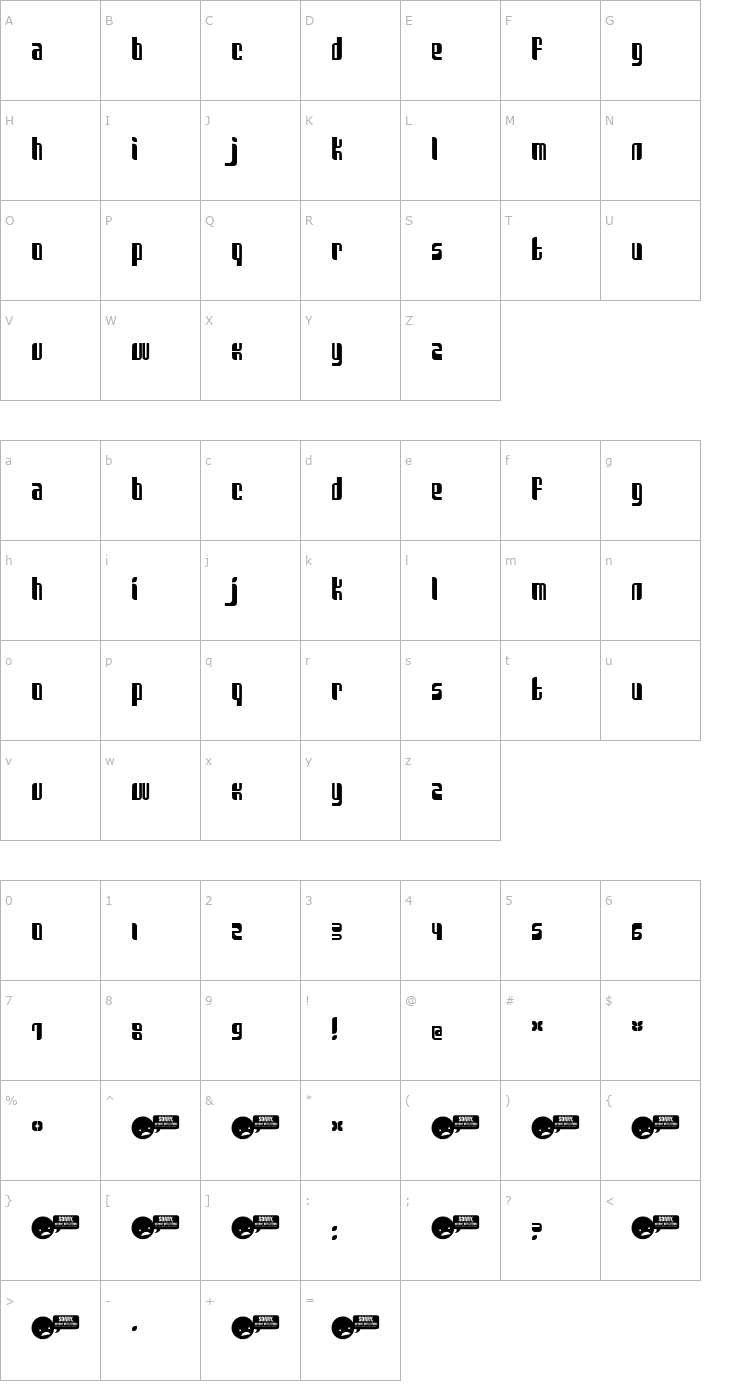 Character Map Sanka Font