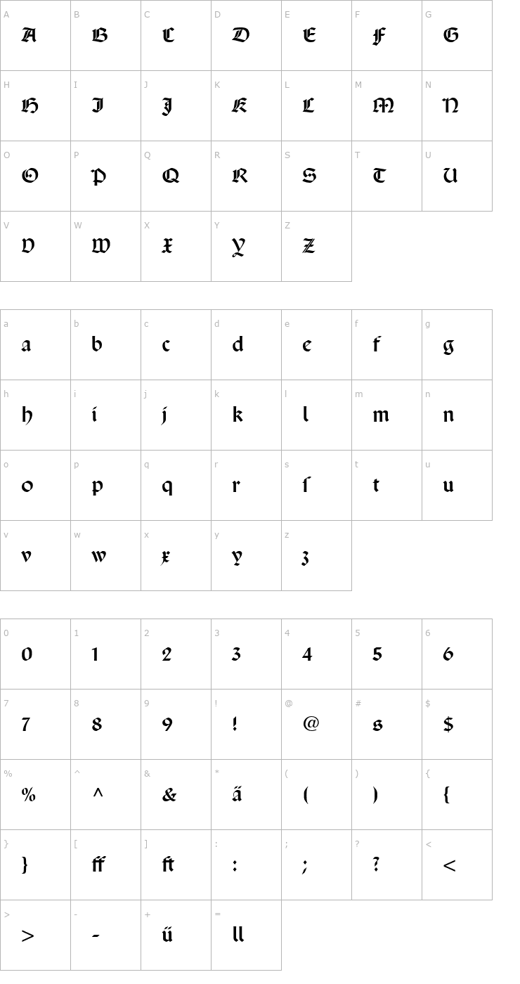 Character Map SanMarcoDfr Font