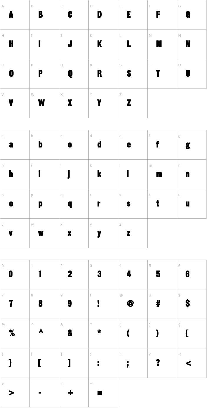 Character Map Sans Thirteen Black Font