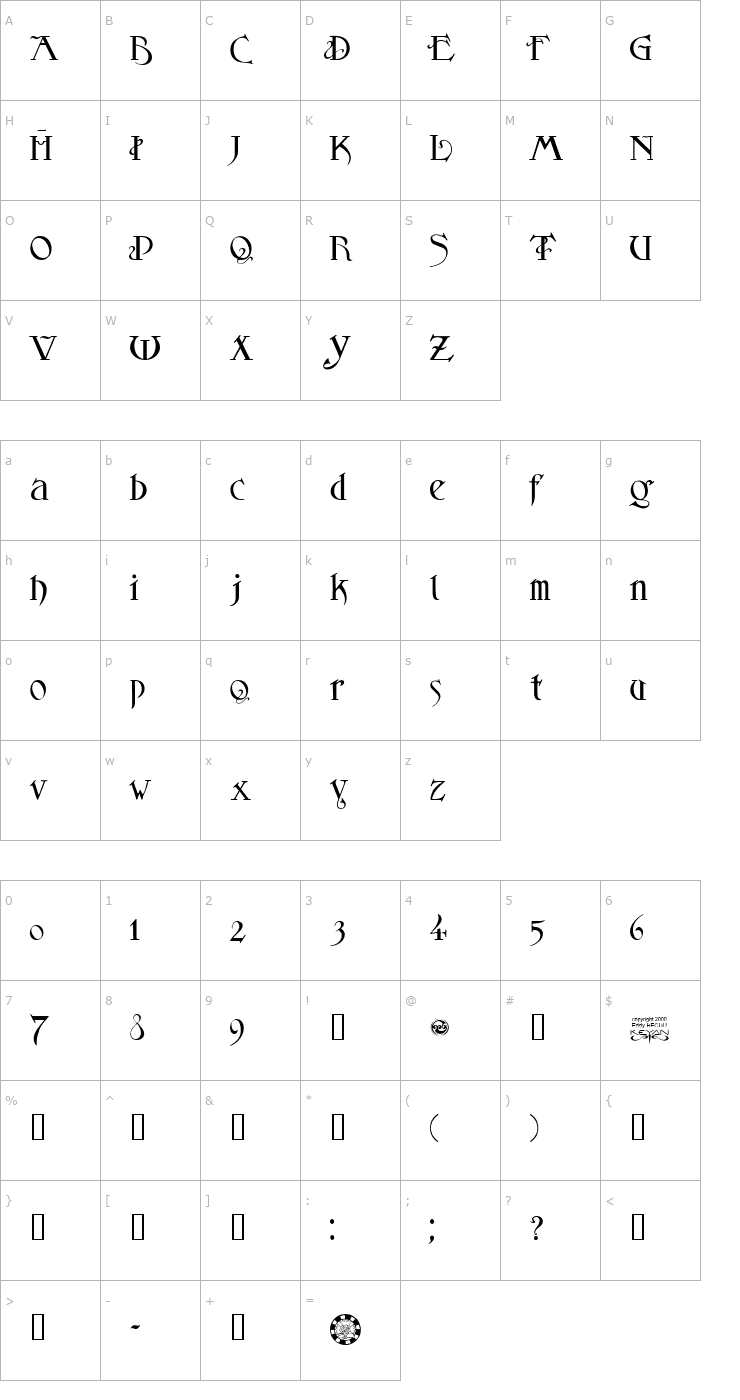Character Map SansLogique Font