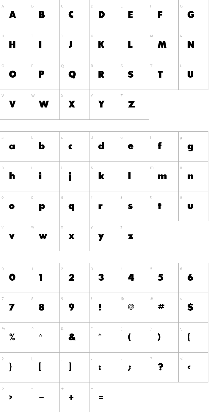 Character Map SansSerifExbFLF Font