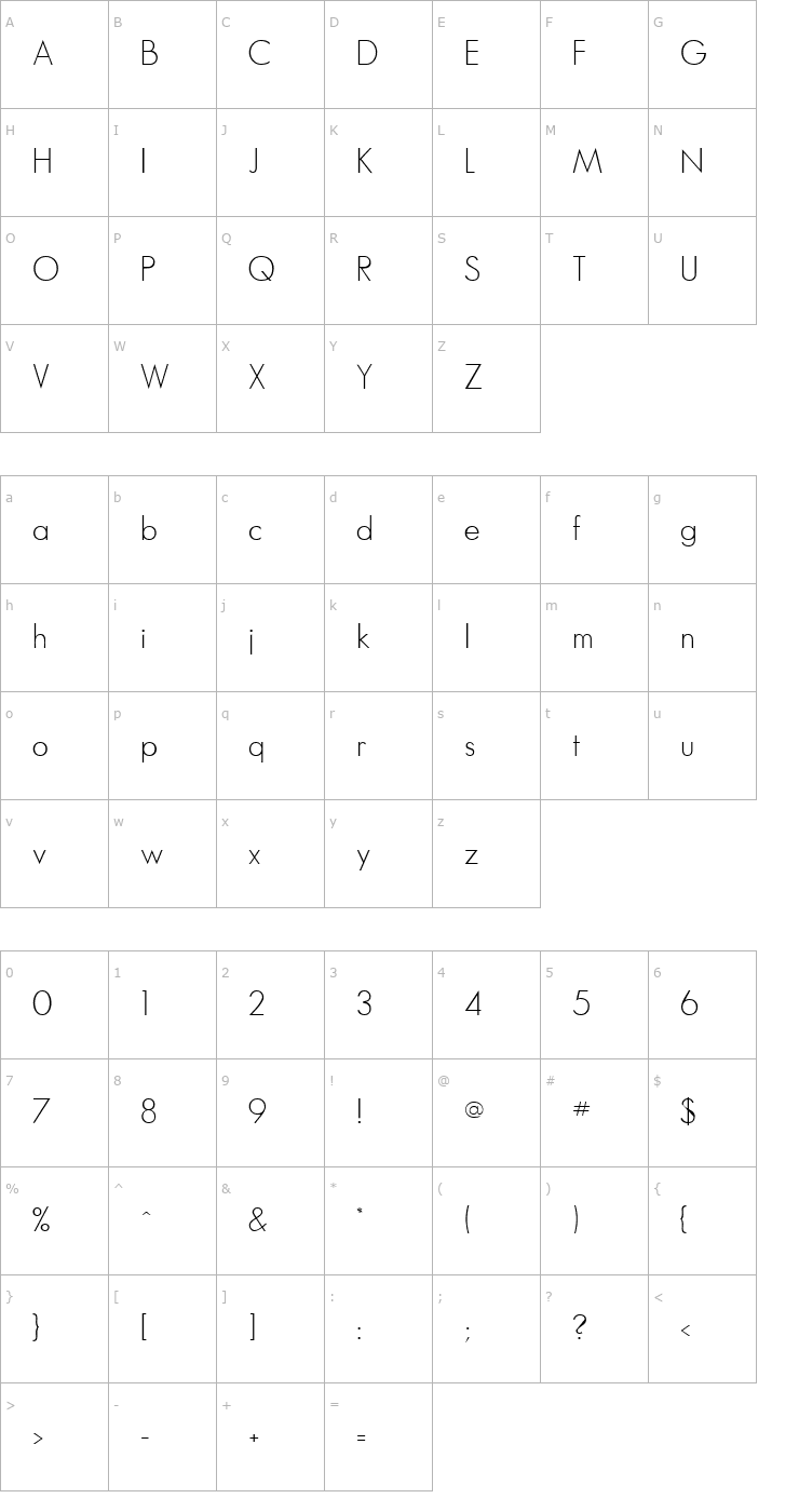 Character Map SansThomasDB Bold Font
