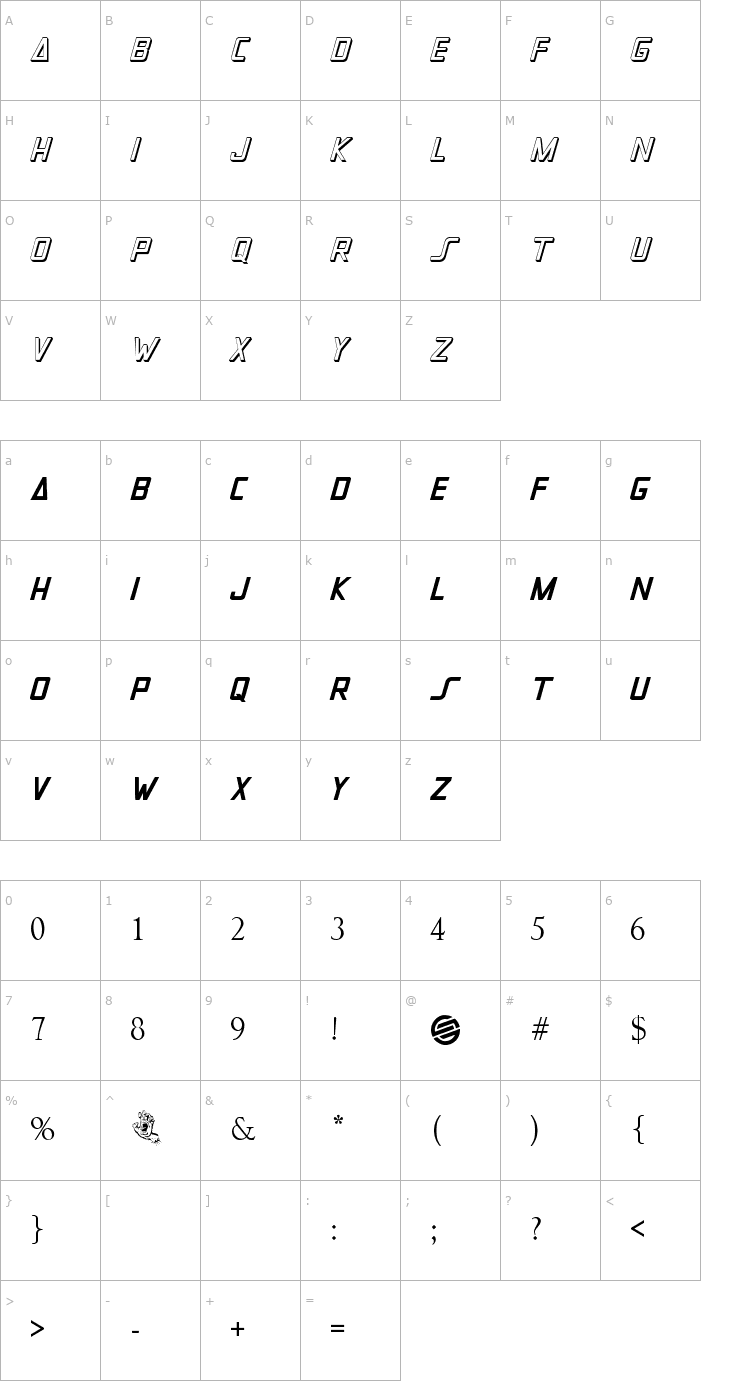 Character Map Santa Carla Font