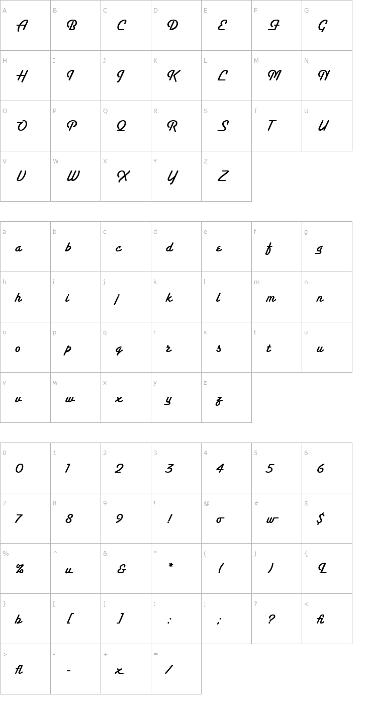 Character Map Santa Fe LET Plain1.0 Font