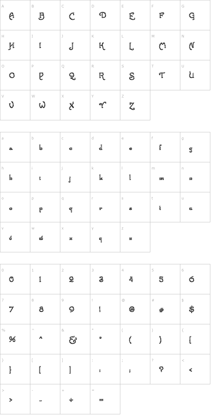 Character Map Santa'sSleighFull 'Deluxe' Font