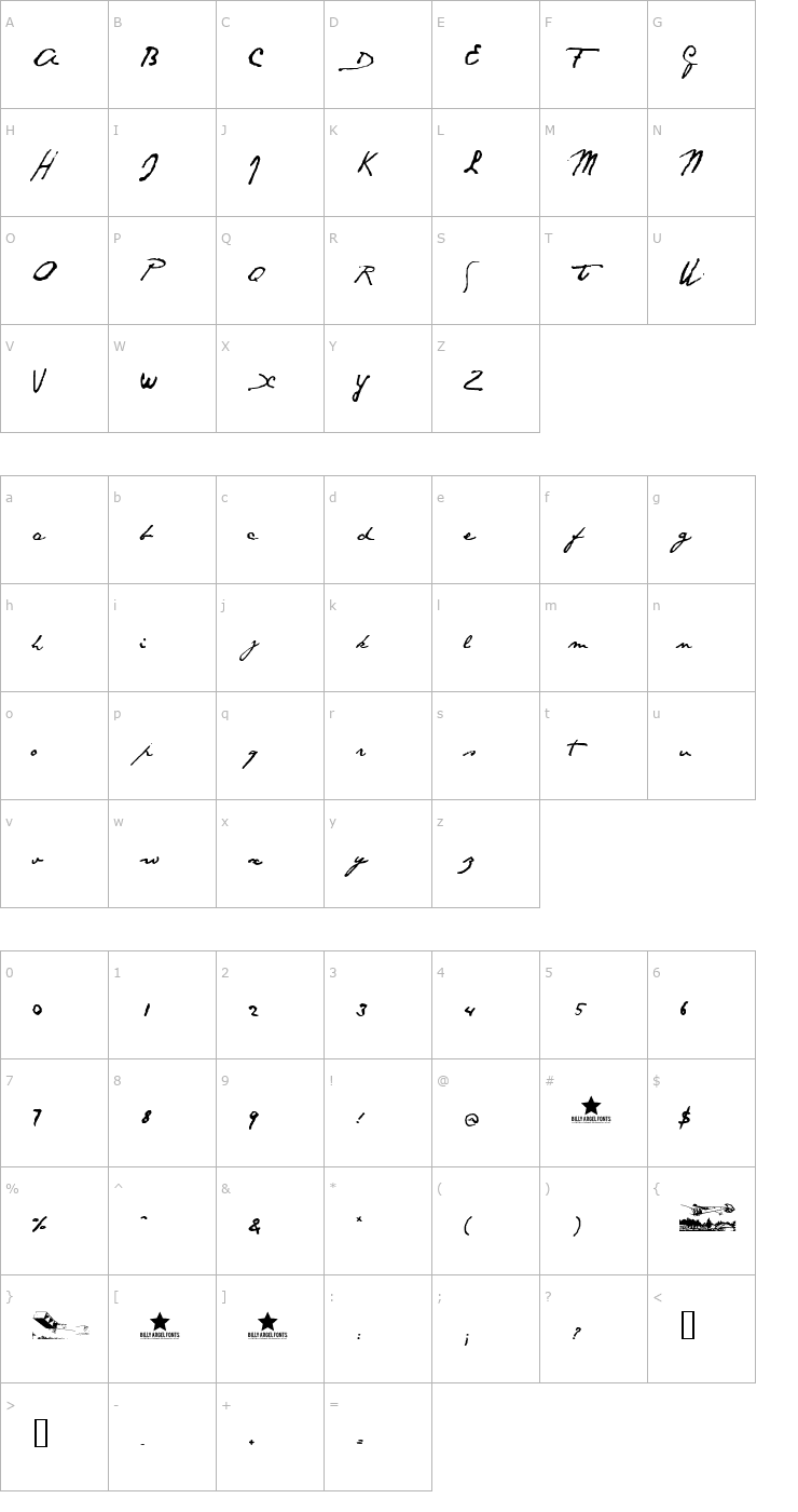 Character Map Santos Dumont Font