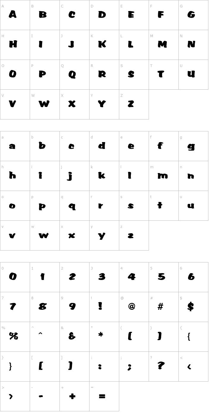 Character Map SarahBecker Font